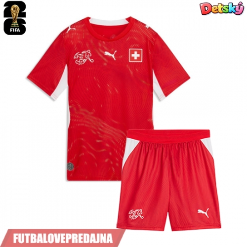 Lacne Dětský Futbalové dres Švajčiarsko MS 2026 Krátky Rukáv - Domáci (+ trenírky)